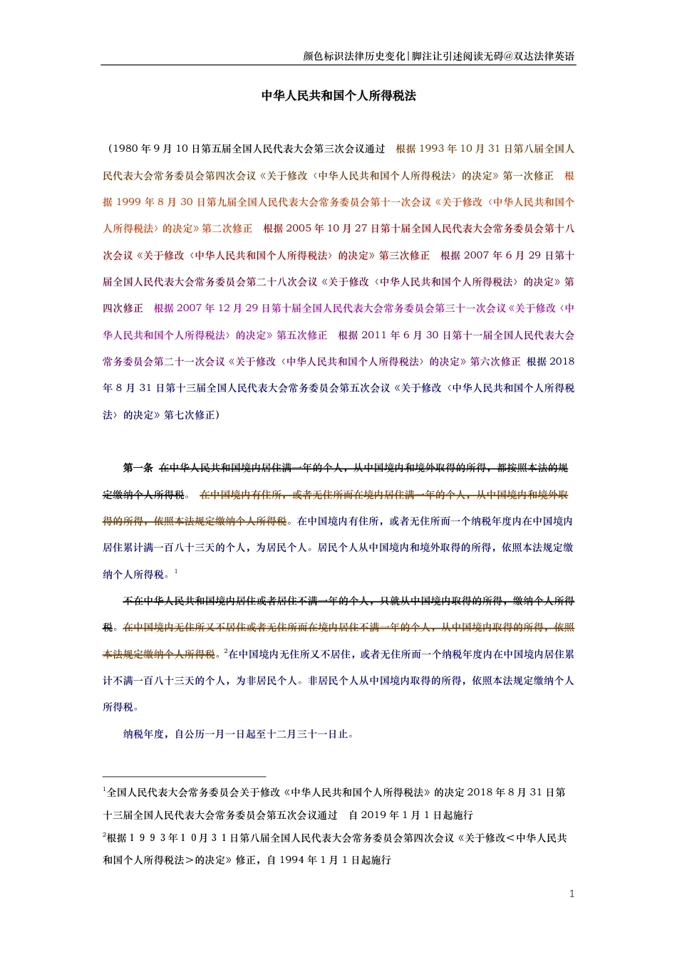 中华人民共和国个人所得税法（演进版）_第1页