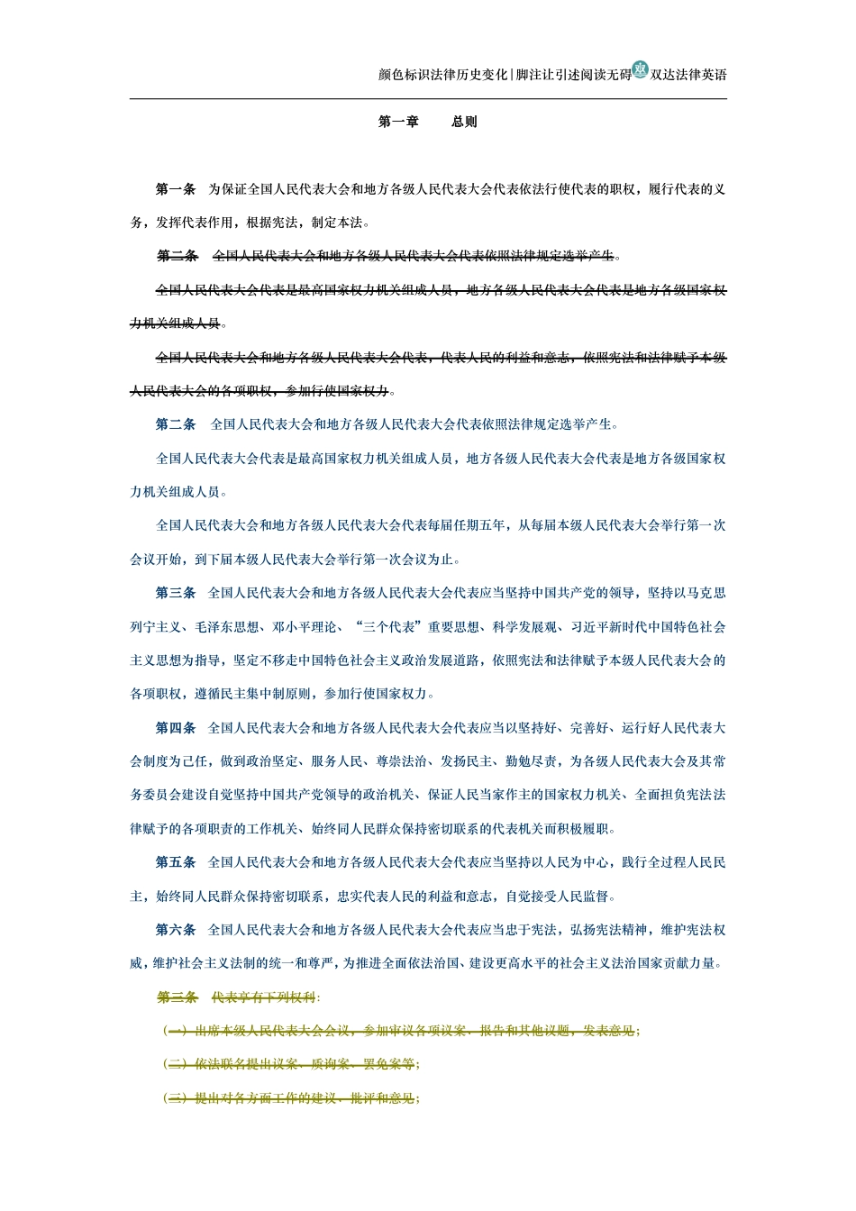 中华人民共和国全国人民代表大会和地方各级人民代表大会代表法（历史变化对比版）_第2页