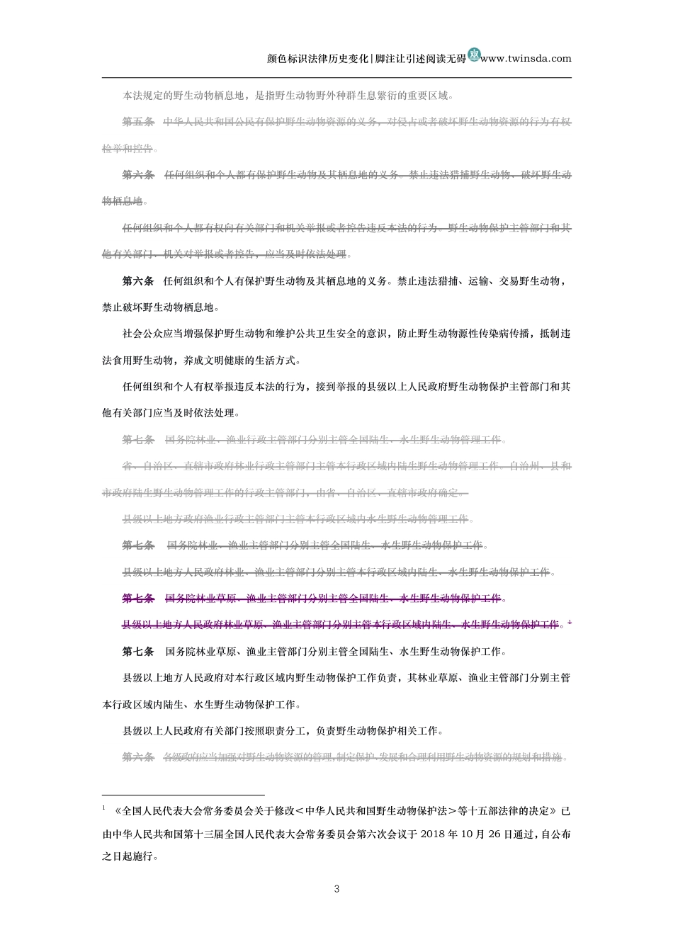 中华人民共和国野生动物保护法（历史变化对比版）_第3页