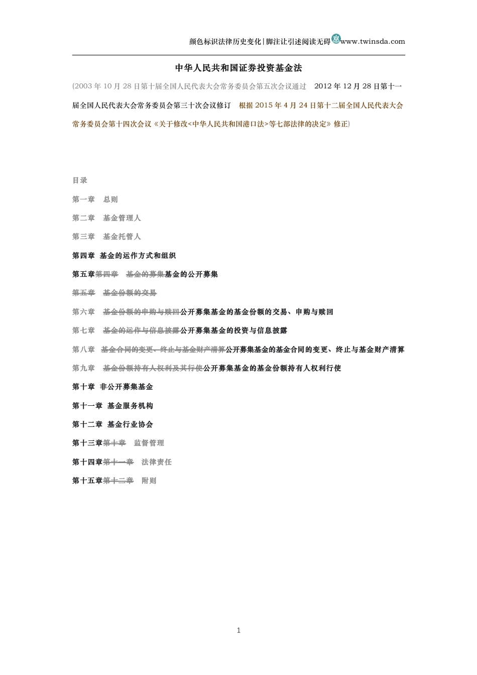中华人民共和国证券投资基金法（历史变化对比版）_第1页