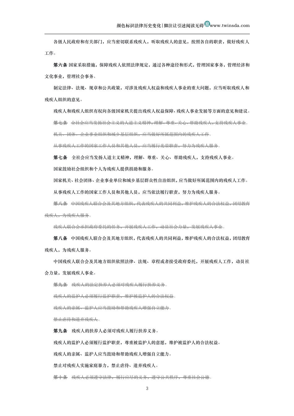中华人民共和国残疾人保障法(历史变化对比版)_第3页