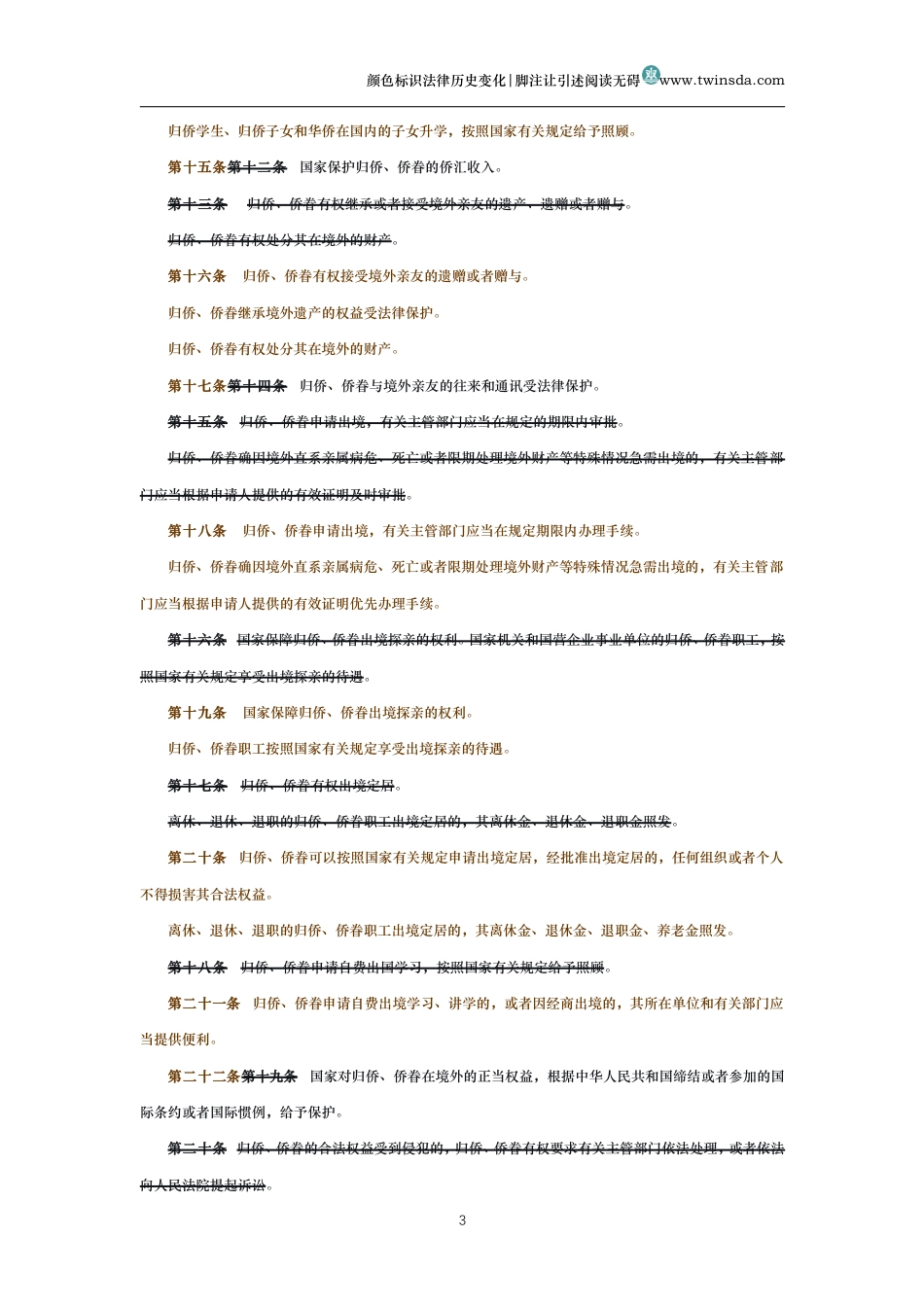 中华人民共和国归侨侨眷权益保护法(历史变化对比版)_第3页