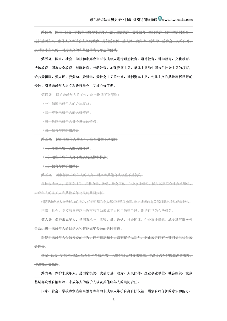 中华人民共和国未成年人保护法(历史变化对比版)_第3页