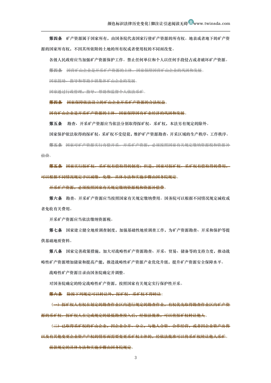 中华人民共和国矿产资源法(历史变化对比版)_第3页