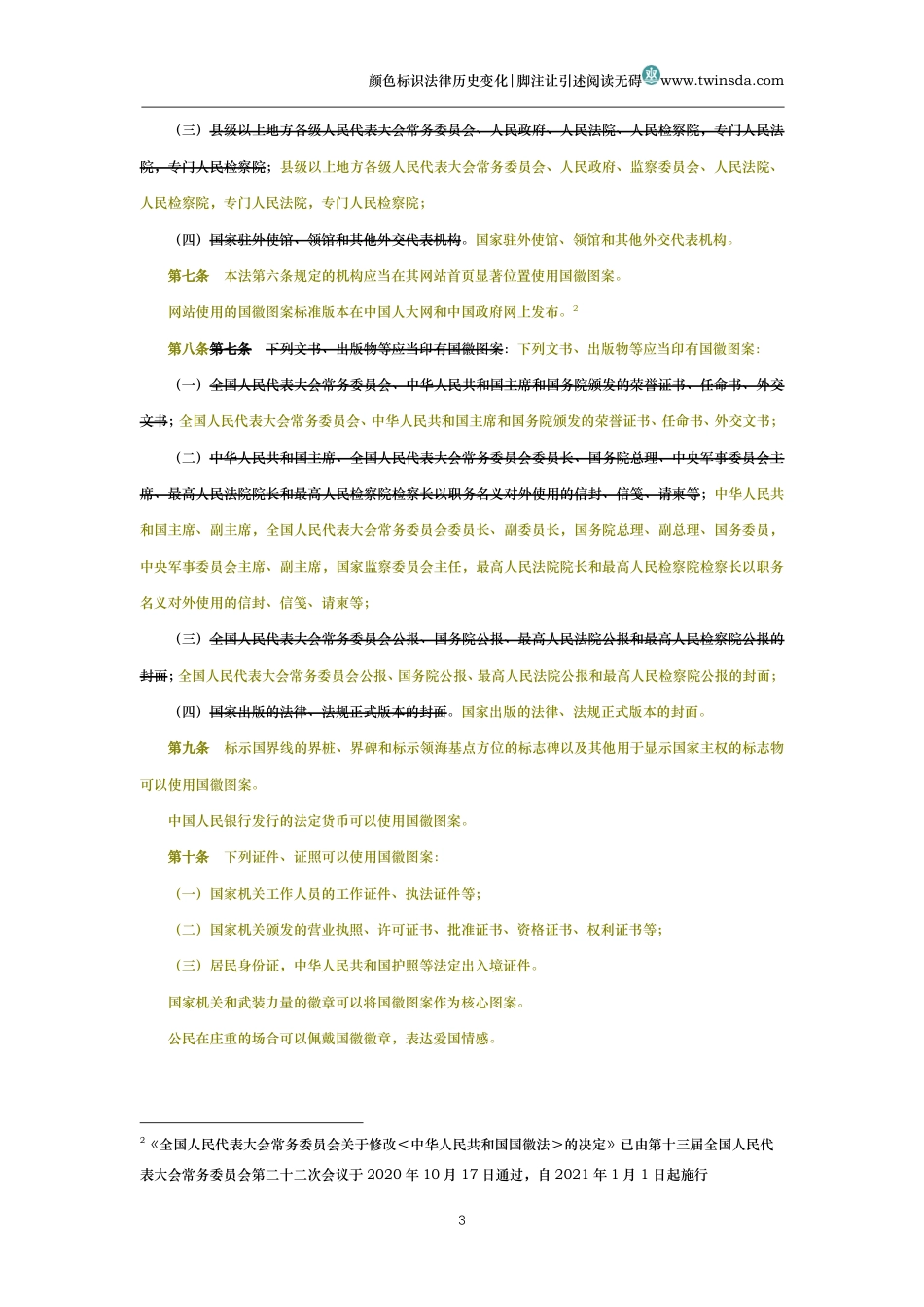 中华人民共和国国徽法(历史变化对比版)_第3页
