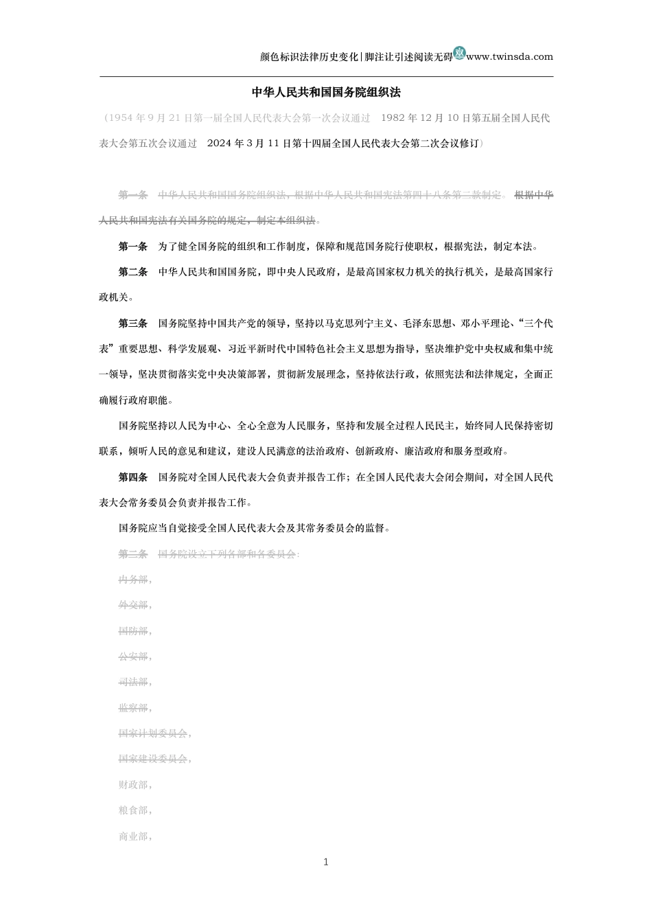 中华人民共和国国务院组织法(历史变化对比版)_第1页