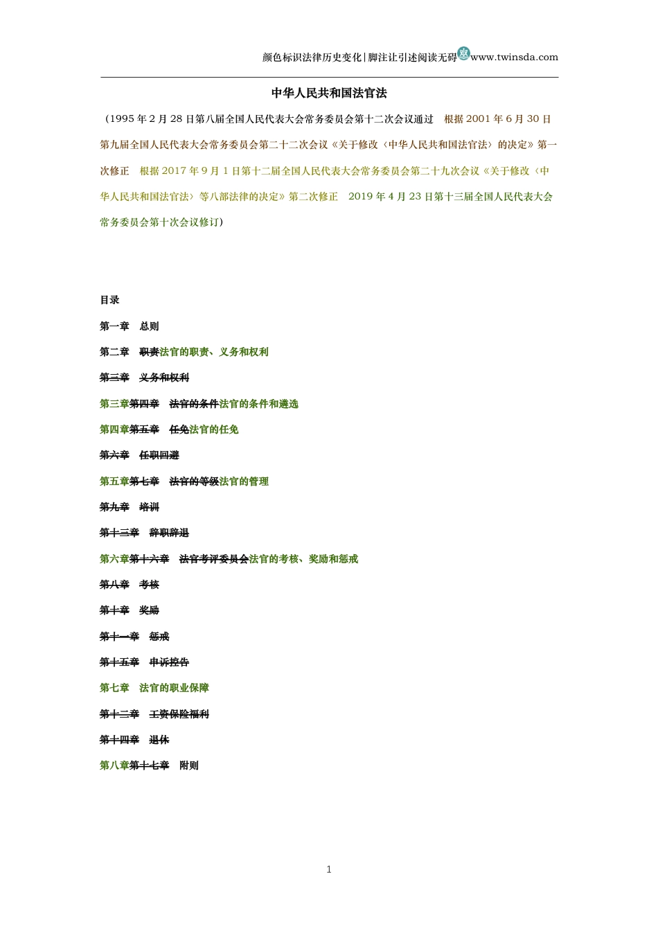 中华人民共和国法官法(历史变化对比版)_第1页