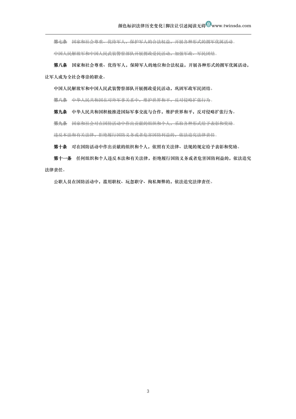 中华人民共和国国防法(历史变化对比版)_第3页