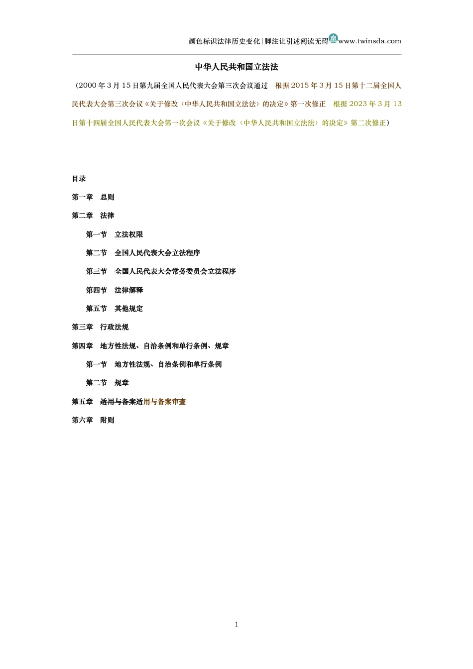 中华人民共和国立法法(历史变化对比版)_第1页